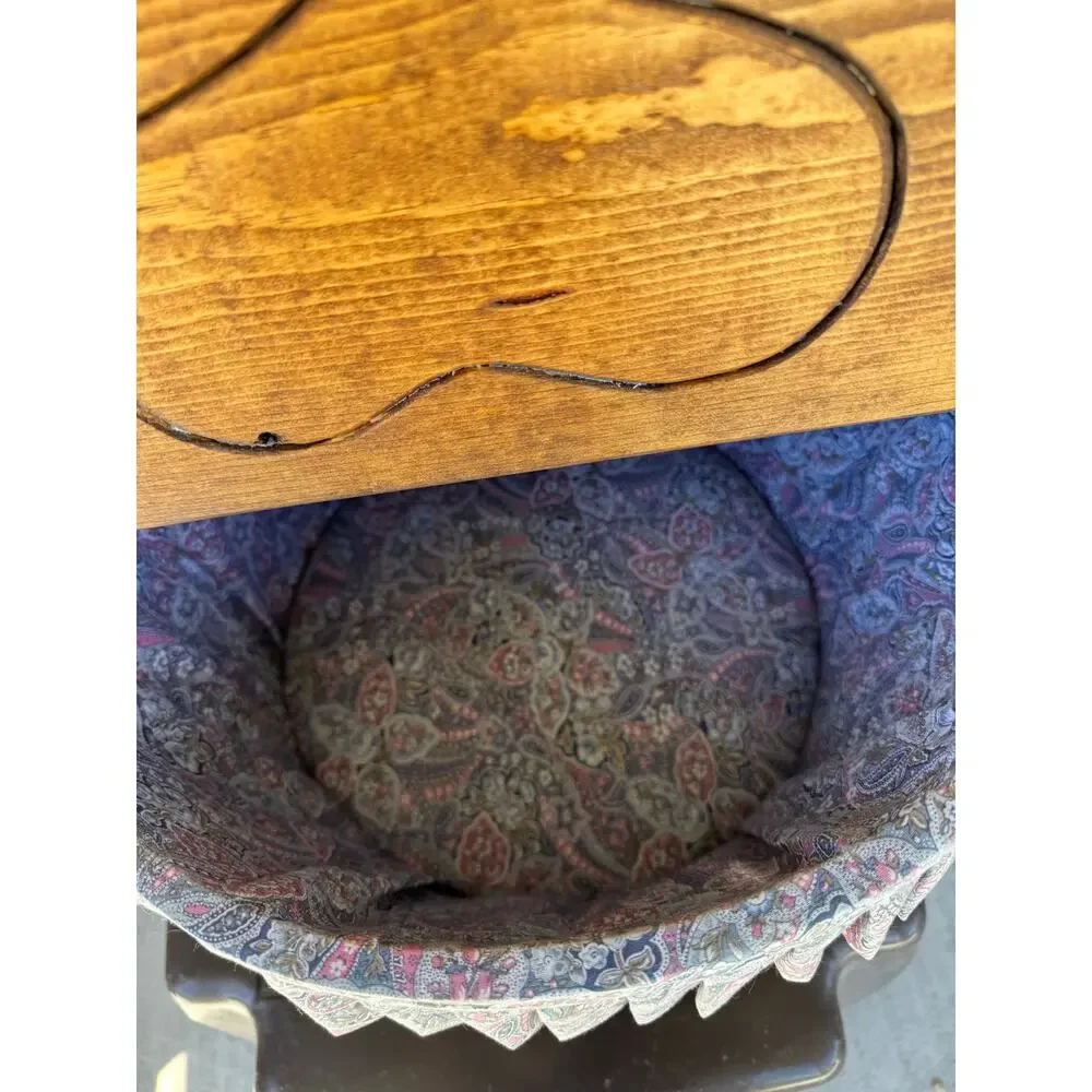 vintage crate bucket basket featuring heart-shaped handle split lid floral